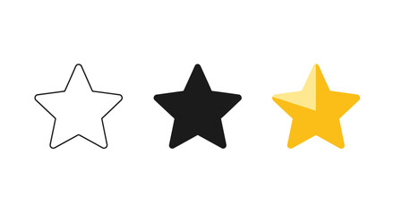 Obraz premium Star rating icons in outline solid black and golden styles vector design elements for user interface and feedback systems isolated on white background
