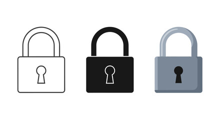 Set of padlock icons security and privacy concept simple flat vector design element isolated on white background