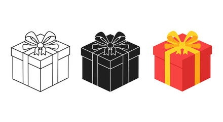 Obraz premium Isometric gift box vector illustration line art silhouette and color versions perfect for holiday designs and promotional materials