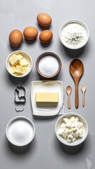 Fototapeta premium Baking ingredients arranged on a gray surface