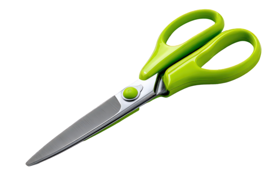 Lime Green and Silver Scissors on Transparent Background