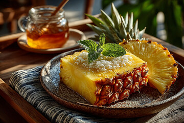 Fresh Juicy Pineapple Slice Isolated