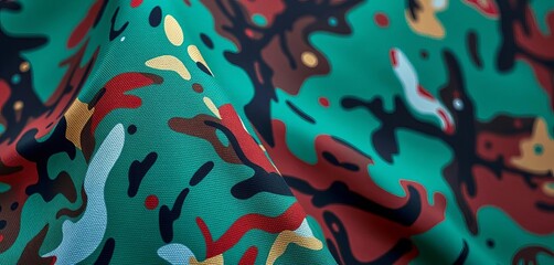 Urban digital camo pattern on fabric close-up,   olive green,  desert camo