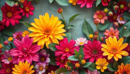 Fototapeta premium Vibrant floral backdrop, perfect for design projects, flowers, detail