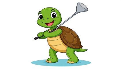 Fototapeta premium Cartoon turtle playing golf (1)