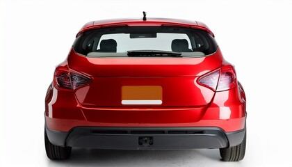 Naklejka premium back view of a generic and unbranded red car isolated on a white background