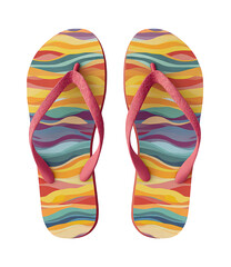 Pair of Colorful Flip Flops with Wave Pattern