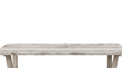 Rustic Whitewashed Wooden Tabletop on Transparent Background