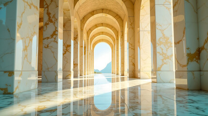 Golden Colonnade of an Ancient Temple

