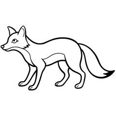 Minimalist Fox Sneaking Line Art Vector Illustration on White Background