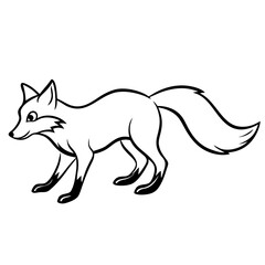 Clean Outline Fox Sneak Silhouette Vector Drawing Isolated on White