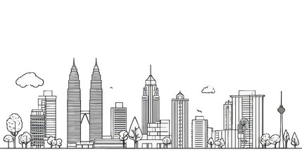 Naklejka premium Black And White City Skyline Silhouette