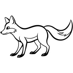 Minimalist Fox Sneaking Line Art Vector Illustration on White Background