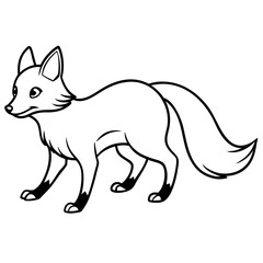 Minimalist Fox Sneaking Line Art Vector Illustration on White Background