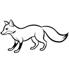 Minimalist Fox Sneaking Line Art Vector Illustration on White Background