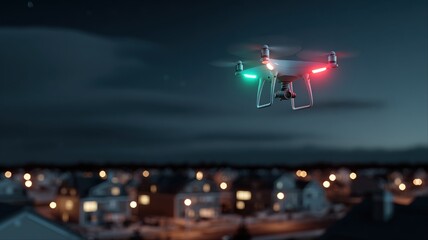 Unidentified drones flying in the sky, raising concerns of privacy and security surveillance