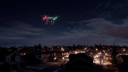 Unidentified drones flying in the sky, raising concerns of privacy and security surveillance
