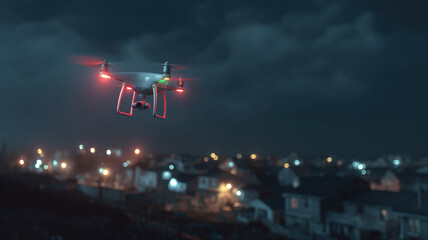 Unidentified drones flying in the sky, raising concerns of privacy and security surveillance