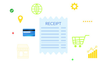 Ecommerce recipt with money and reveiws, transparent backdrop