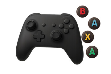 Black video game controller gamepad buttons transparent background