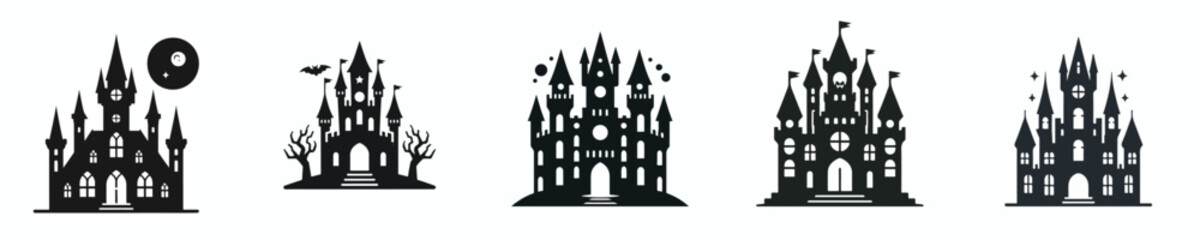 Obraz premium vector silhouette of a spooky castle