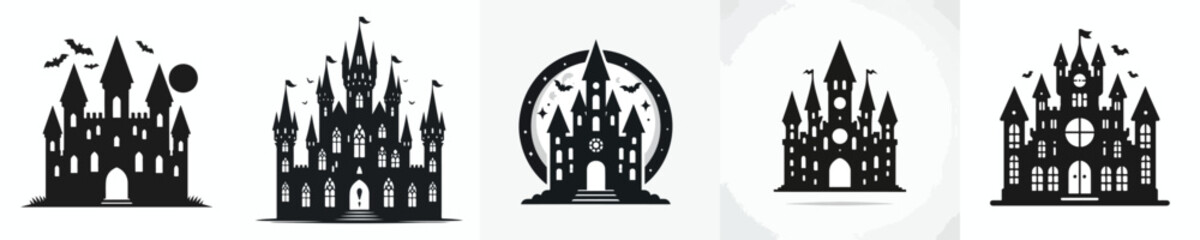 vector silhouette of a spooky castle