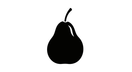 Silhouette of a pear with a stem, isolated on a white background, in a simple, graphic style.