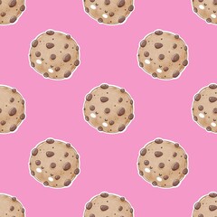 Seamless pattern with cookies, decor elements. colorful illustration. hand drawing, flat style. design for fabric, print, textile, wrapper