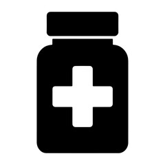 Obraz premium Medicine Bottle Silhouette with Cross Symbol for Healthcare Themes
