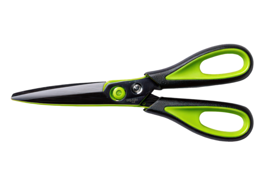 Green And Black Scissors On Transparent Background
