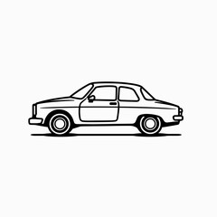 Classic car illustration in minimalist line art style  