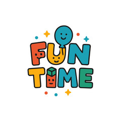 Cute cartoon logo vector style with the word FUN TIME