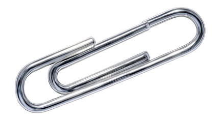 Closeup view of a silver paperclip on black background