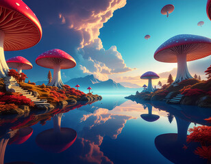 Surreal Basidiomycota Mushroom