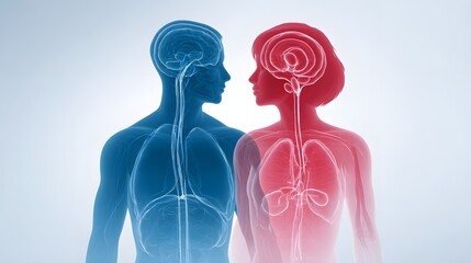 Human body diagram showing male and female internal organs