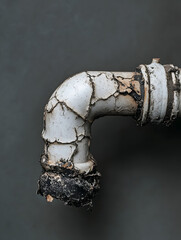 Close-up of Ruptured White PVC Pipe Surface