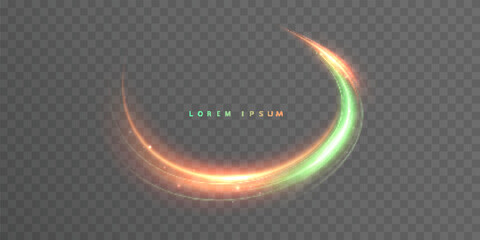 A bright, glowing circular vortex in an orange-green gradient with shimmering particles on a transparent background. Suitable for digital design, game effects