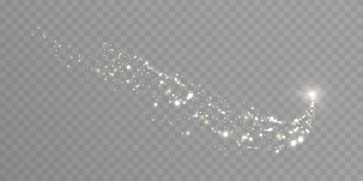 Golden magic comet light effect with lots of sparkling bokke and shimmering light effects. Magic golden wind for web design and fairytale decoration. vector	
