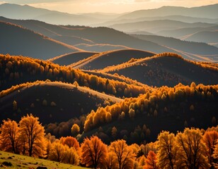 A breathtaking autumn landscape in a mountainous region