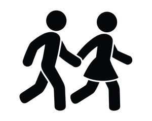 Stylized black silhouettes of a couple walking together vector illustration icon silhouette vector illustration white background