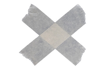 double strip of masking tape, worn and grunge, X mark from tape, for overlay design and marking