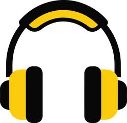 Modern black and yellow headphones icon for audio and music