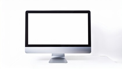 sleek modern computer monitor with blank white screen isolated on white background office monitor