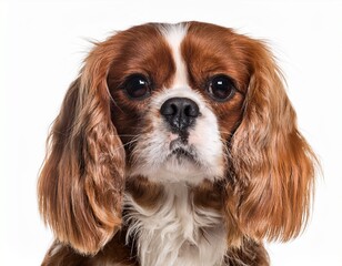 cavalier king charles spaniel with a regal look isolated on white background ai generative