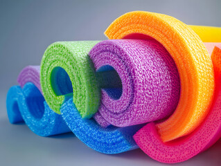 Rainbow-Colored Cylindrical Foam Shapes
