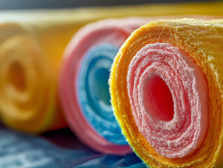 Vibrant Rolled Foam Material Texture