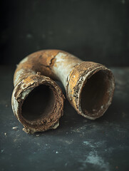 Severely Corroded and Cracked Iron Pipe Section