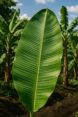 Tropical Banana Leaf in Lush Garden