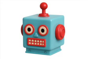 Vintage toy robot head with antenna