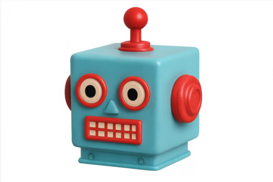 Vintage toy robot head with antenna